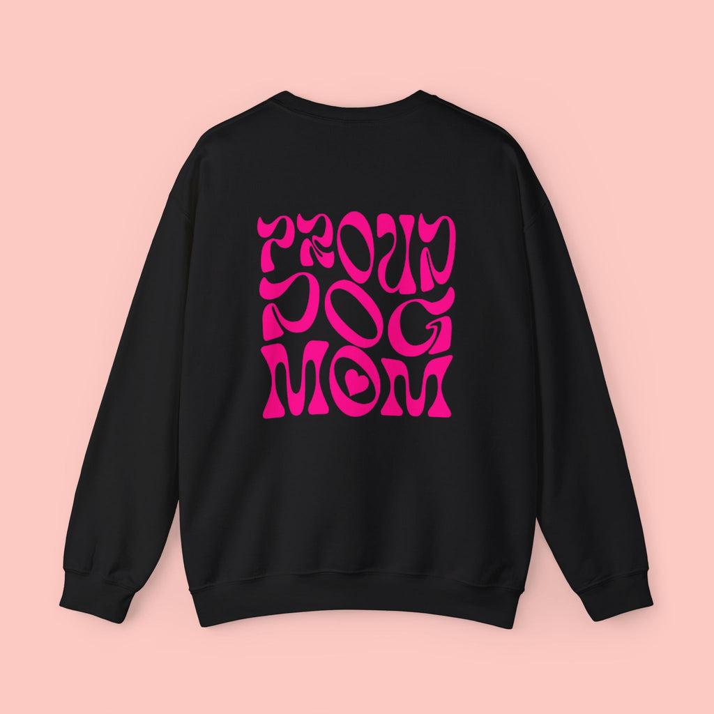 Proud Dog Mom Crewneck Sweatshirt — Retro Pink Graphic