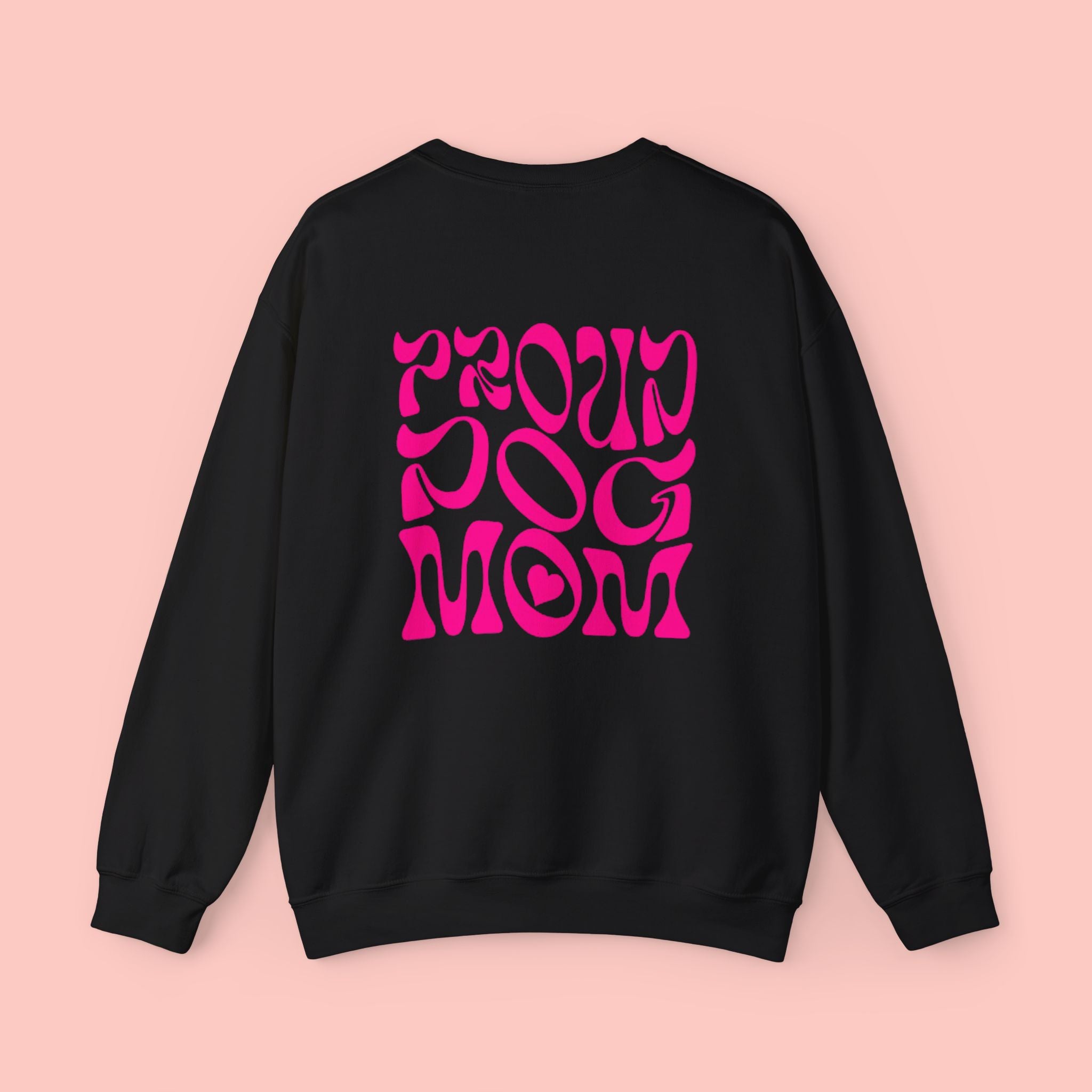 Proud Dog Mom Crewneck Sweatshirt — Retro Pink Graphic