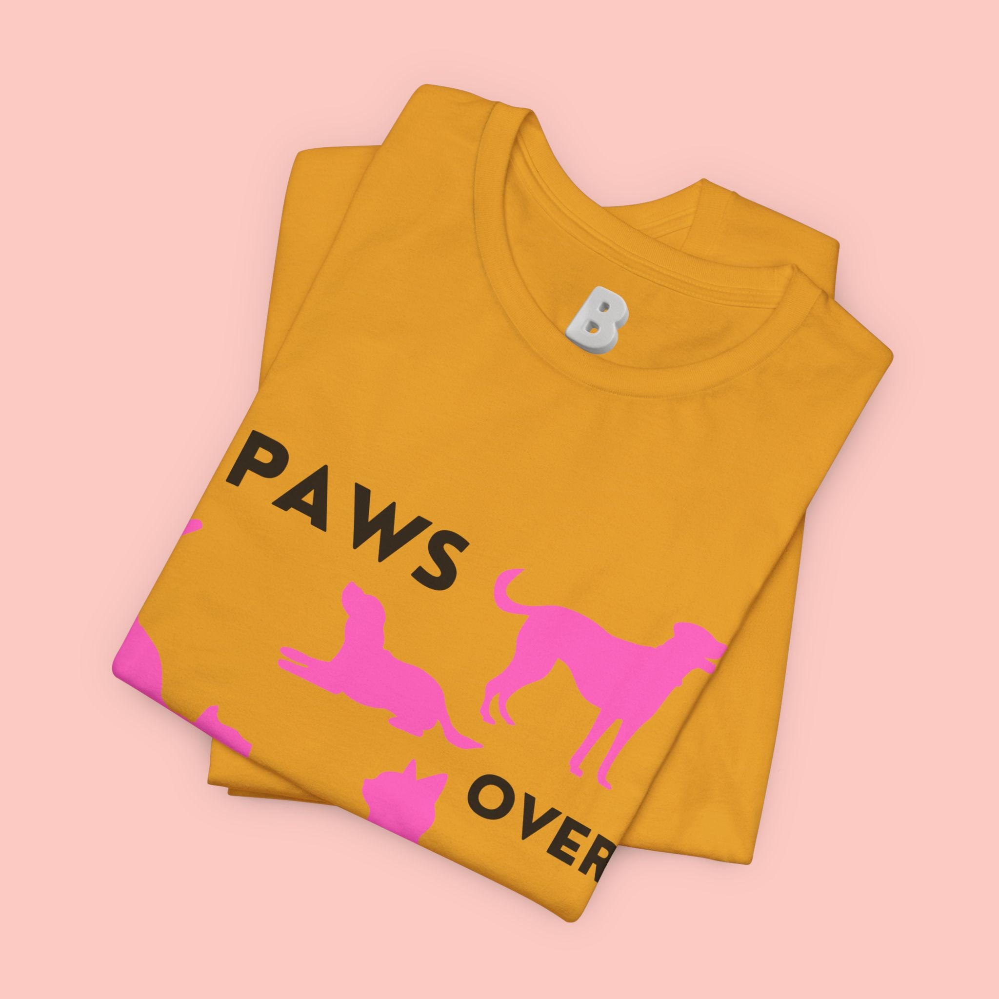 Paws Over People Tee — Pink Cats & Dogs Graphic T-Shirt