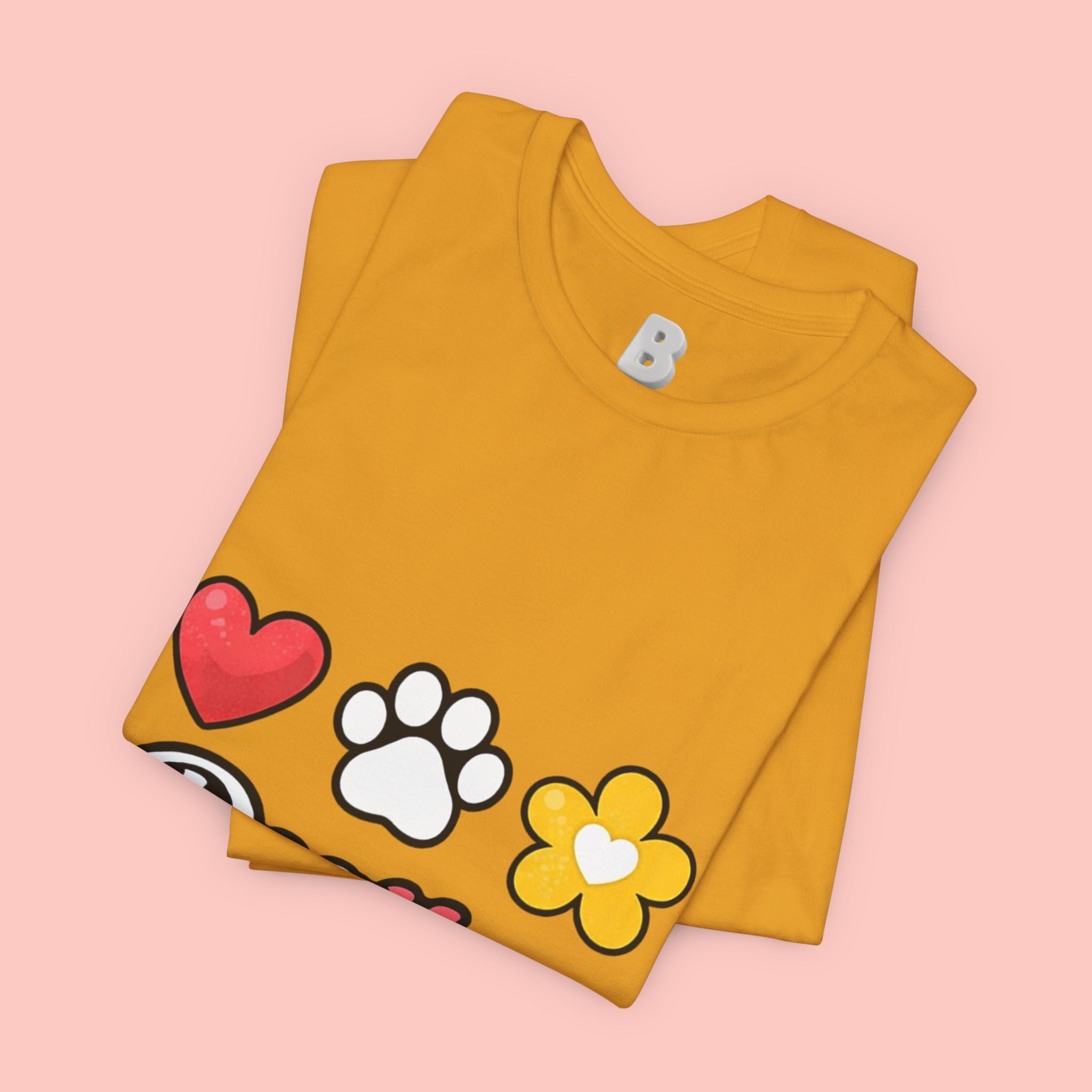 Dog Mom T-Shirt – Heart, Paw & Flower Graphic Tee