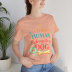 Dog Lover T-Shirt — "This Human Belongs to a Dog" Cute Paw Print Tee