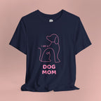 Dog Mom T‑Shirt – Minimal Pink Line Art Dog Tee