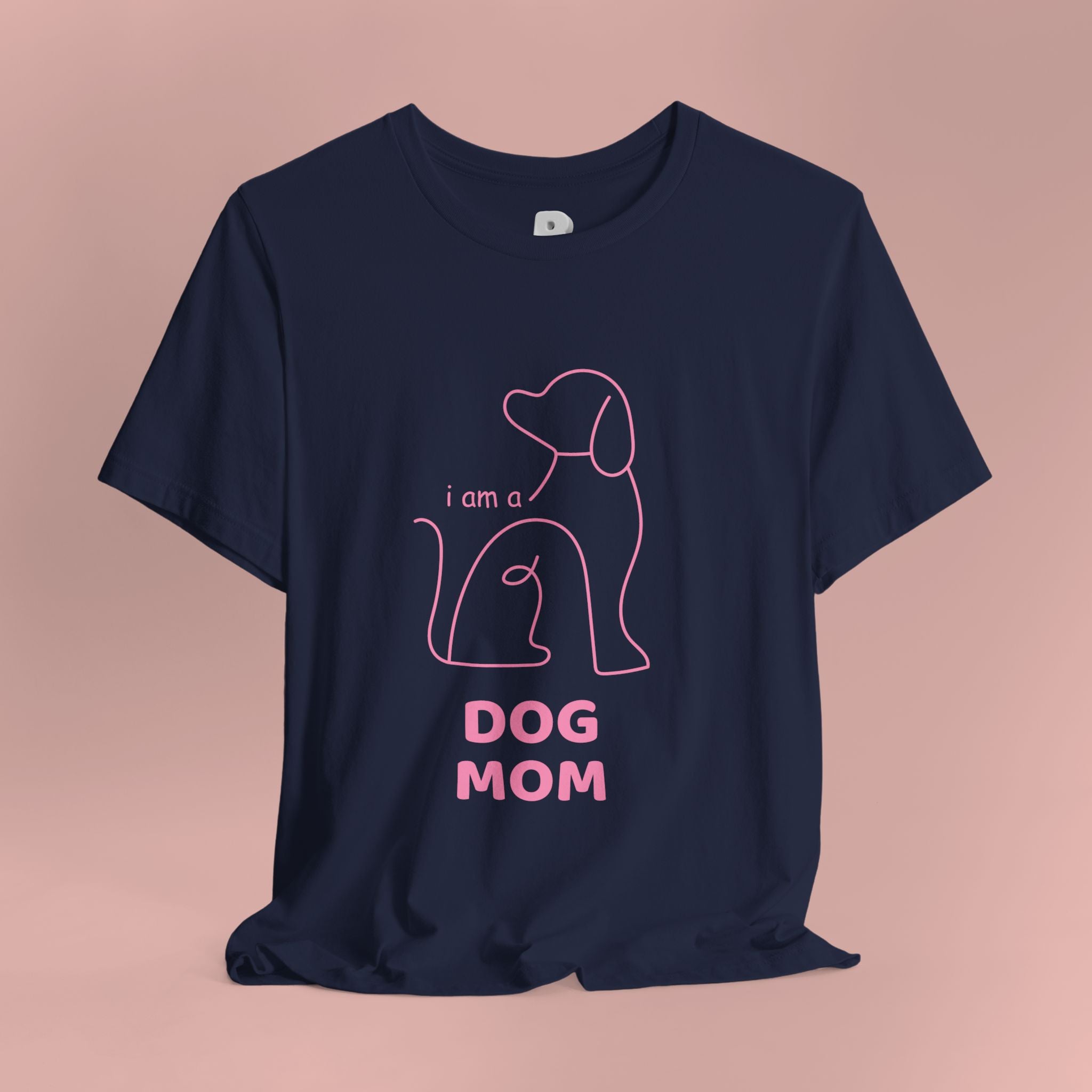 Dog Mom T‑Shirt – Minimal Pink Line Art Dog Tee