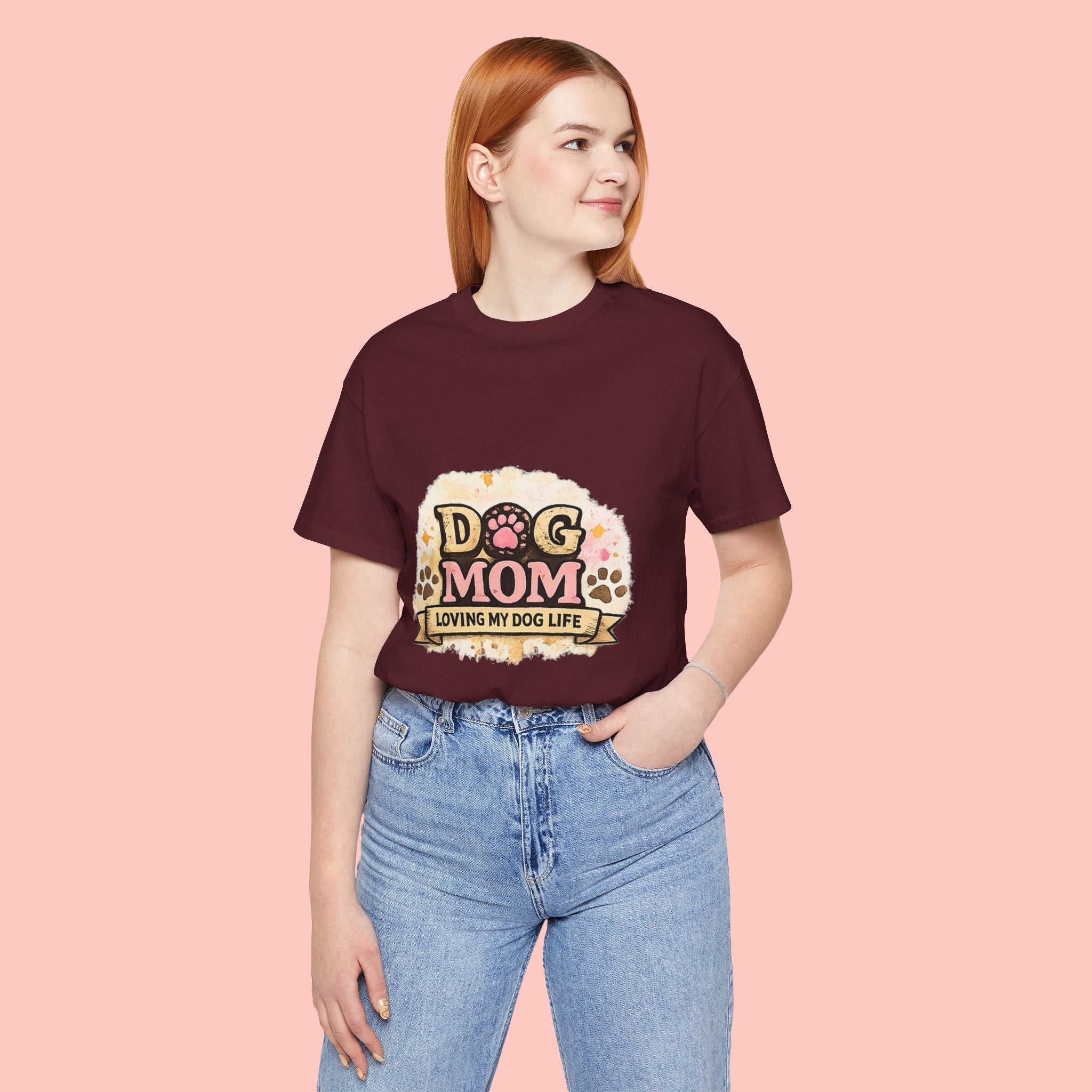 Dog Mom T-Shirt – "Loving My Dog Life" Cute Paw Print Tee for Pet Moms