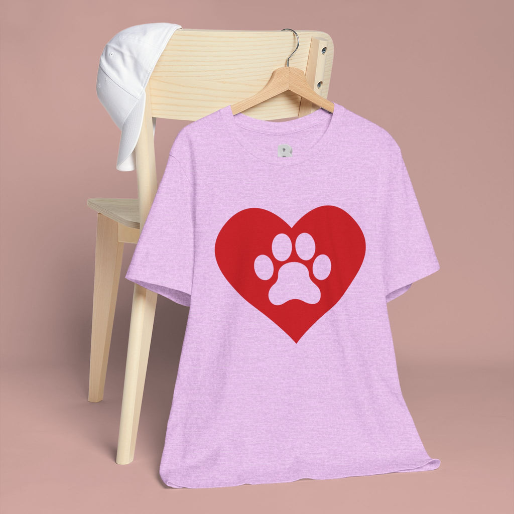 Pet Lover T-Shirt — Red Heart Paw Print Tee