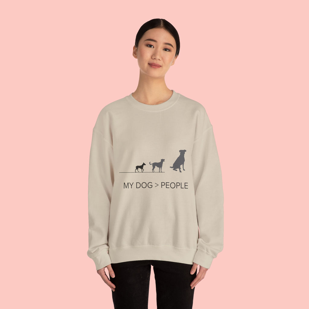 My Dog > People Sweatshirt - Cute Dog Silhouette Crewneck for Dog Lovers