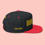 Dog Mom Flat Bill Cap — Embroidered Gold Sparkle