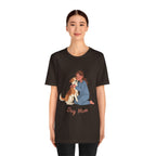 Dog Mom T‑Shirt — Cute Woman Hugging Dog Graphic Tee