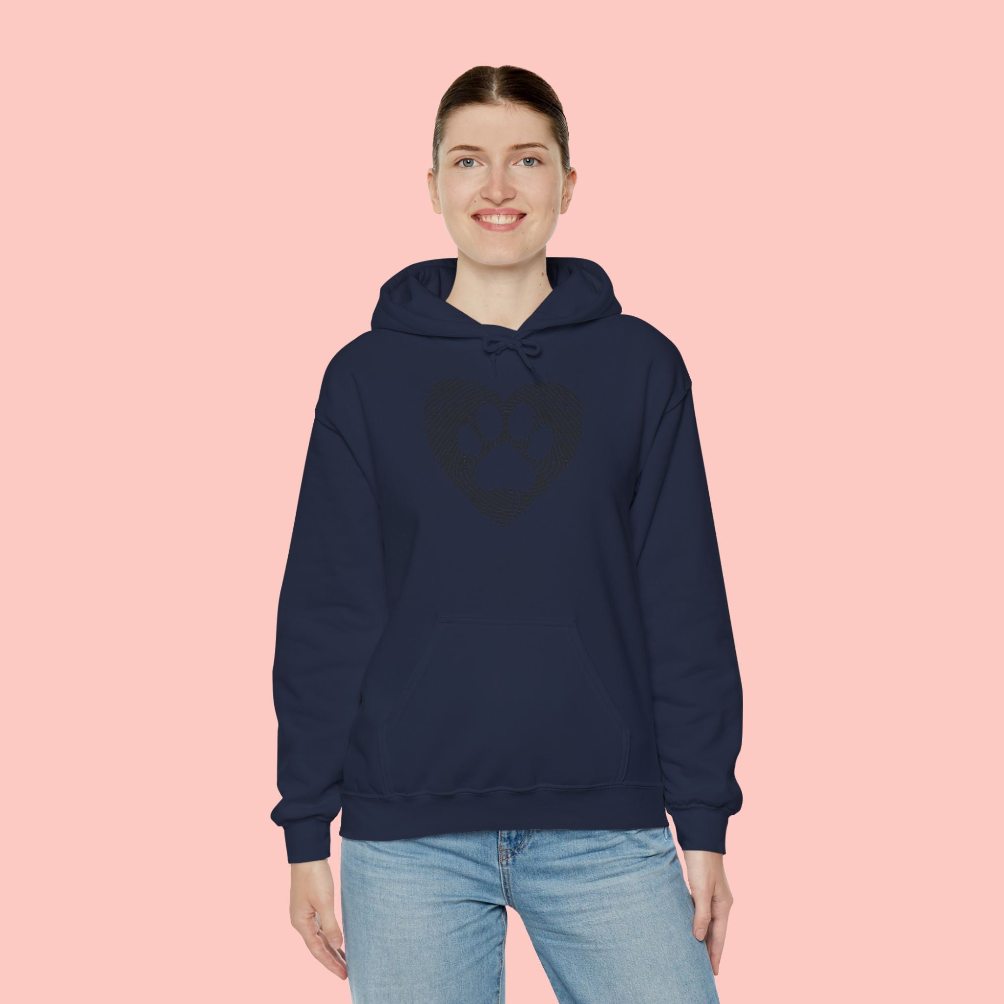 Heart Paw Print Hoodie — Dog Lover Heart Paw Graphic Sweatshirt