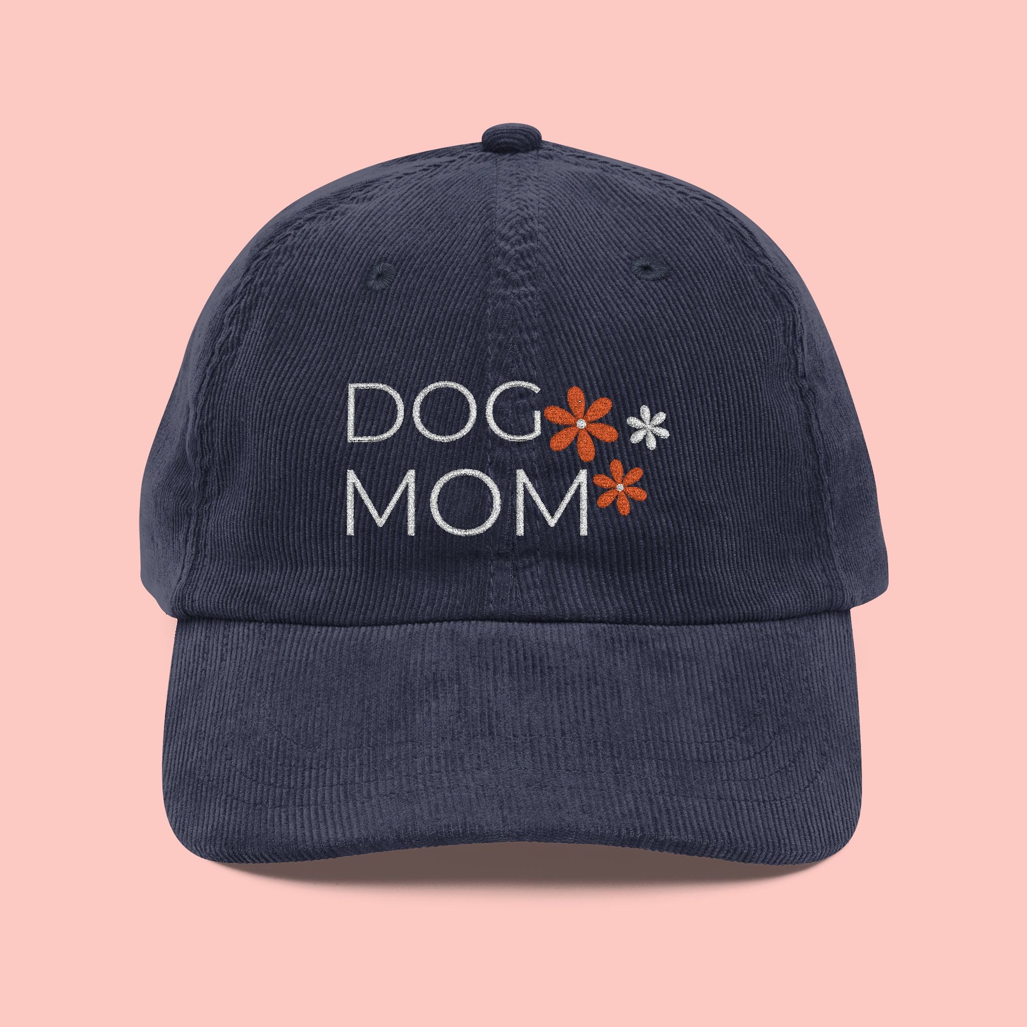 Dog Mom Corduroy Cap — Embroidered Vintage Floral Baseball Hat