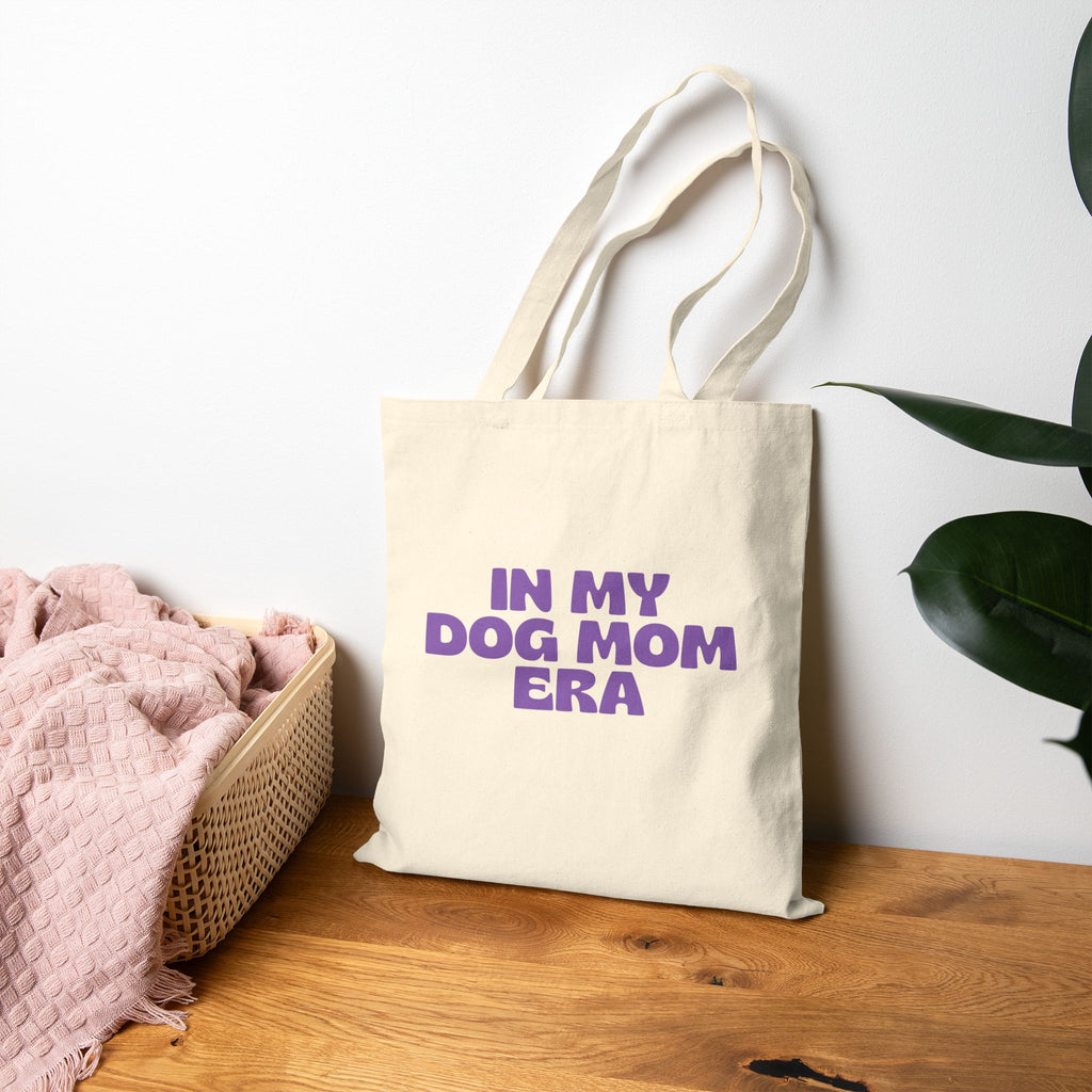 Dog Mom Tote Bag — "In My Dog Mom Era" Canvas Grocery & Everyday Tote
