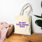 Dog Mom Tote Bag — "In My Dog Mom Era" Canvas Grocery & Everyday Tote