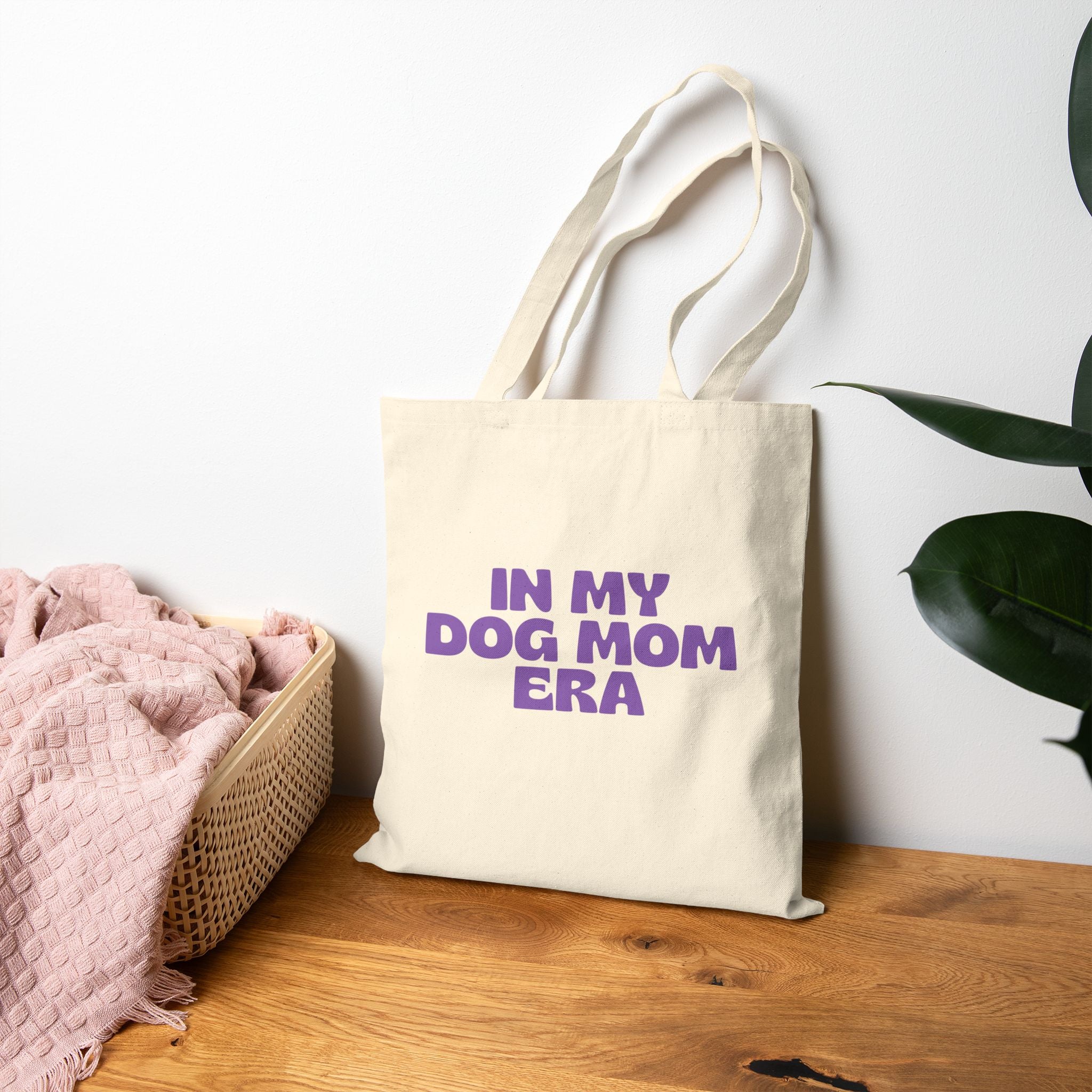 Dog Mom Tote Bag — "In My Dog Mom Era" Canvas Grocery & Everyday Tote