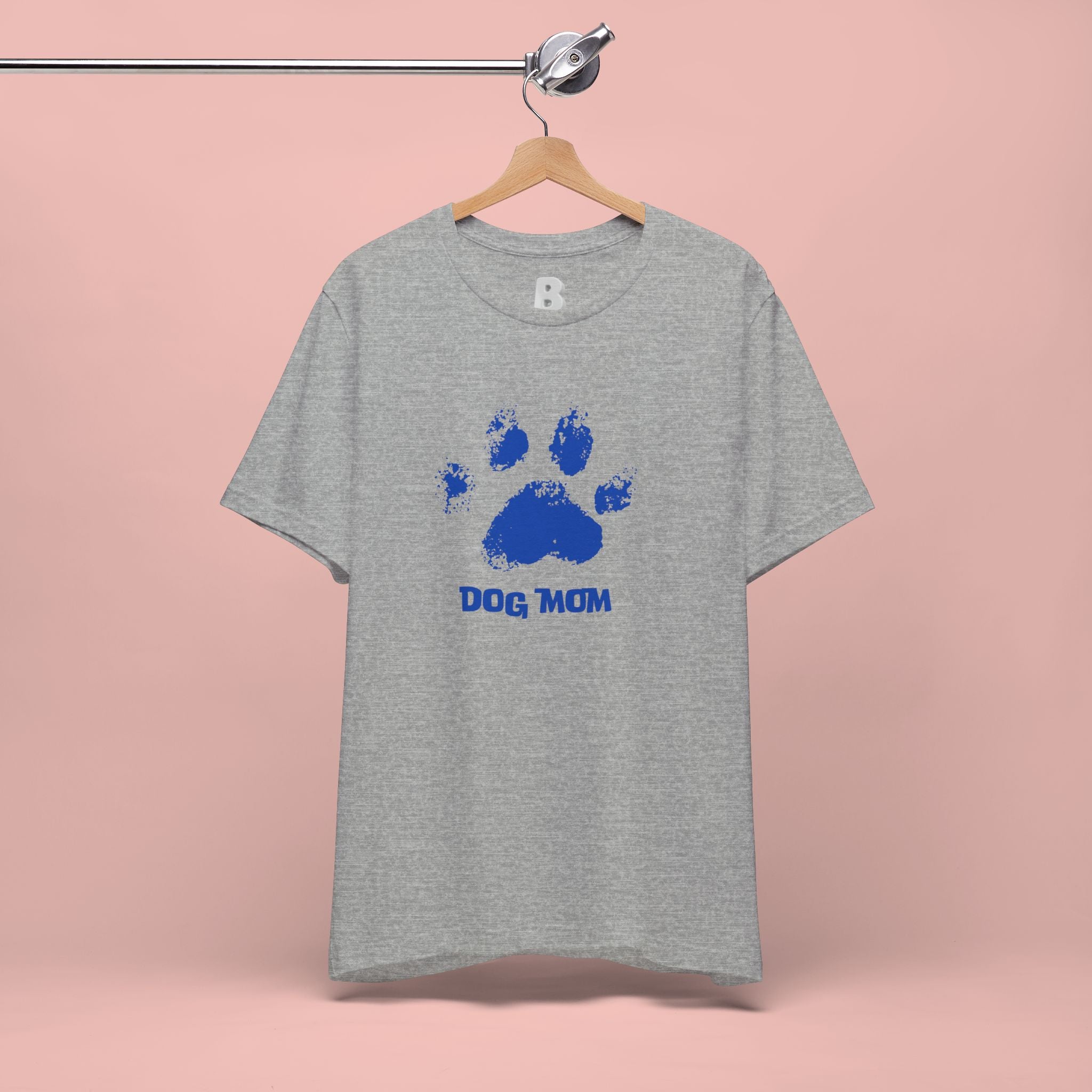 Dog Mom Paw Print T-Shirt — Distressed Blue Design