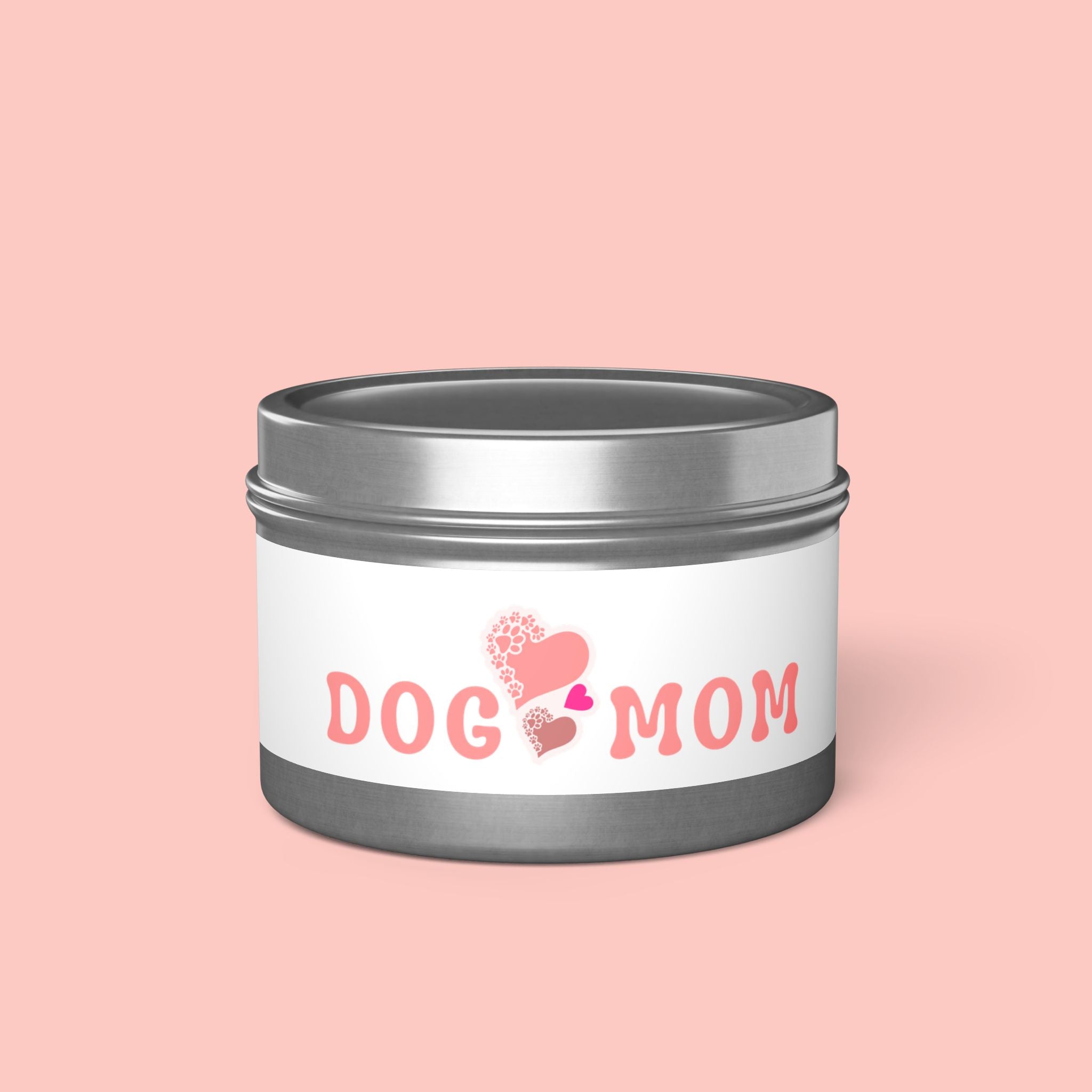 Dog Mom Tin Candle — Heart Paw Scented Travel Candle (Perfect Gift for Dog Lovers)