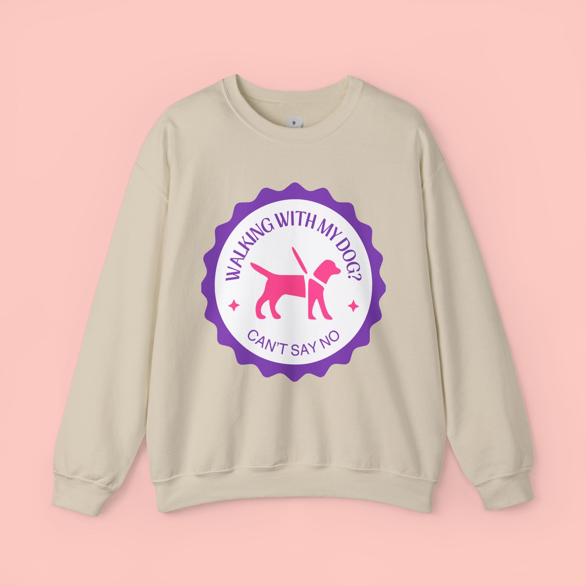 Dog Walking Sweatshirt — "Walking With My Dog Can't Say No" Graphic Crewneck