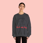 Dog Mom Crewneck Sweatshirt — "First My Dog, Then Everything" Cute Sketch Pup Tee