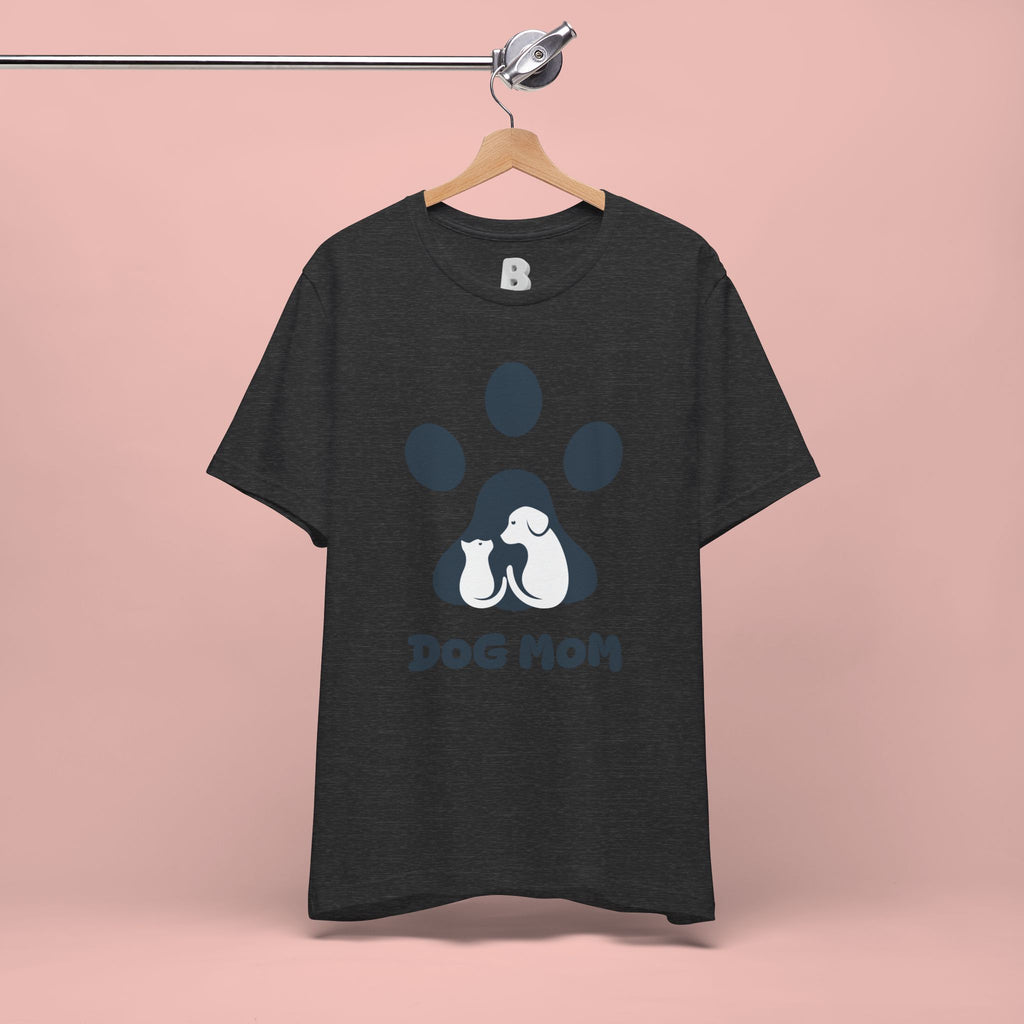 Dog Mom T‑Shirt — Paw Print with Dog & Puppy Graphic