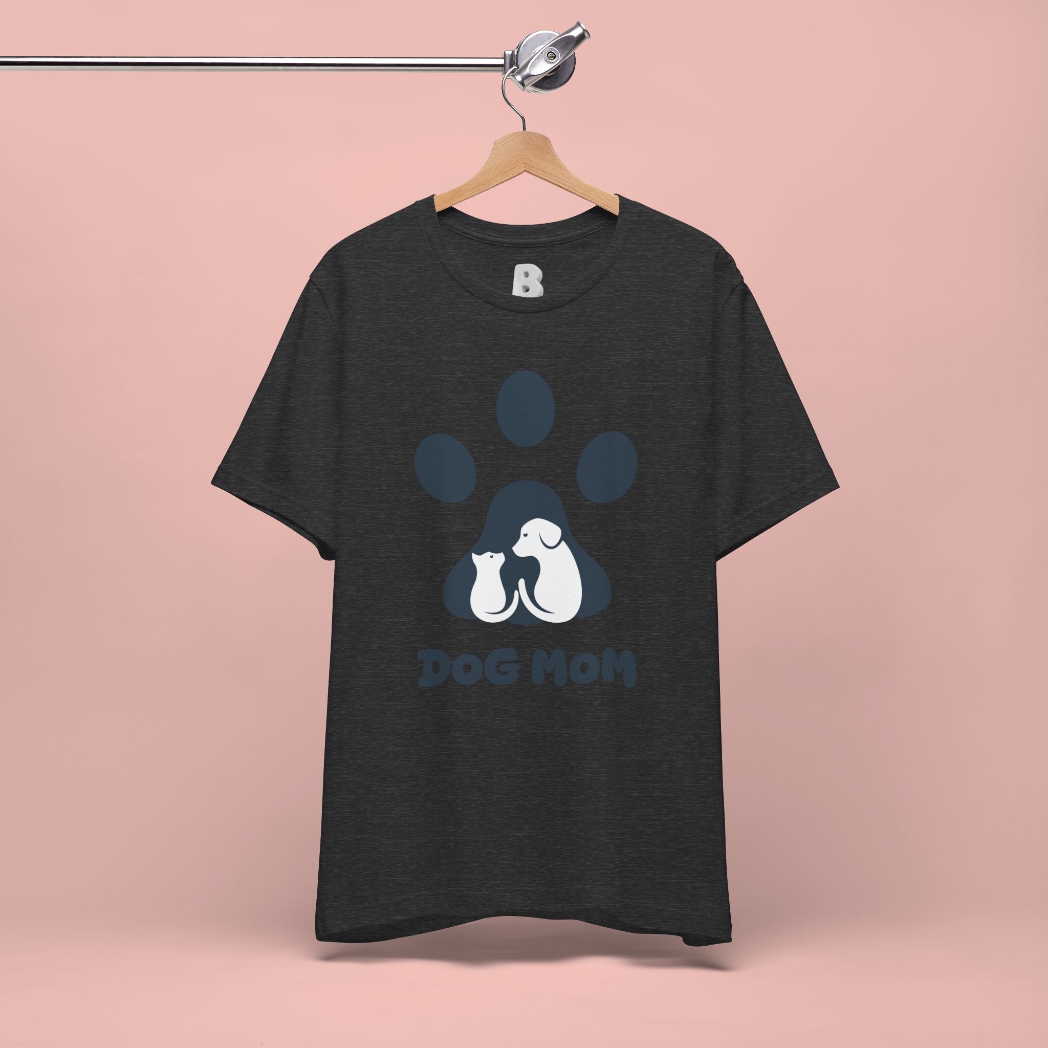 Dog Mom T‑Shirt — Paw Print with Dog & Puppy Graphic