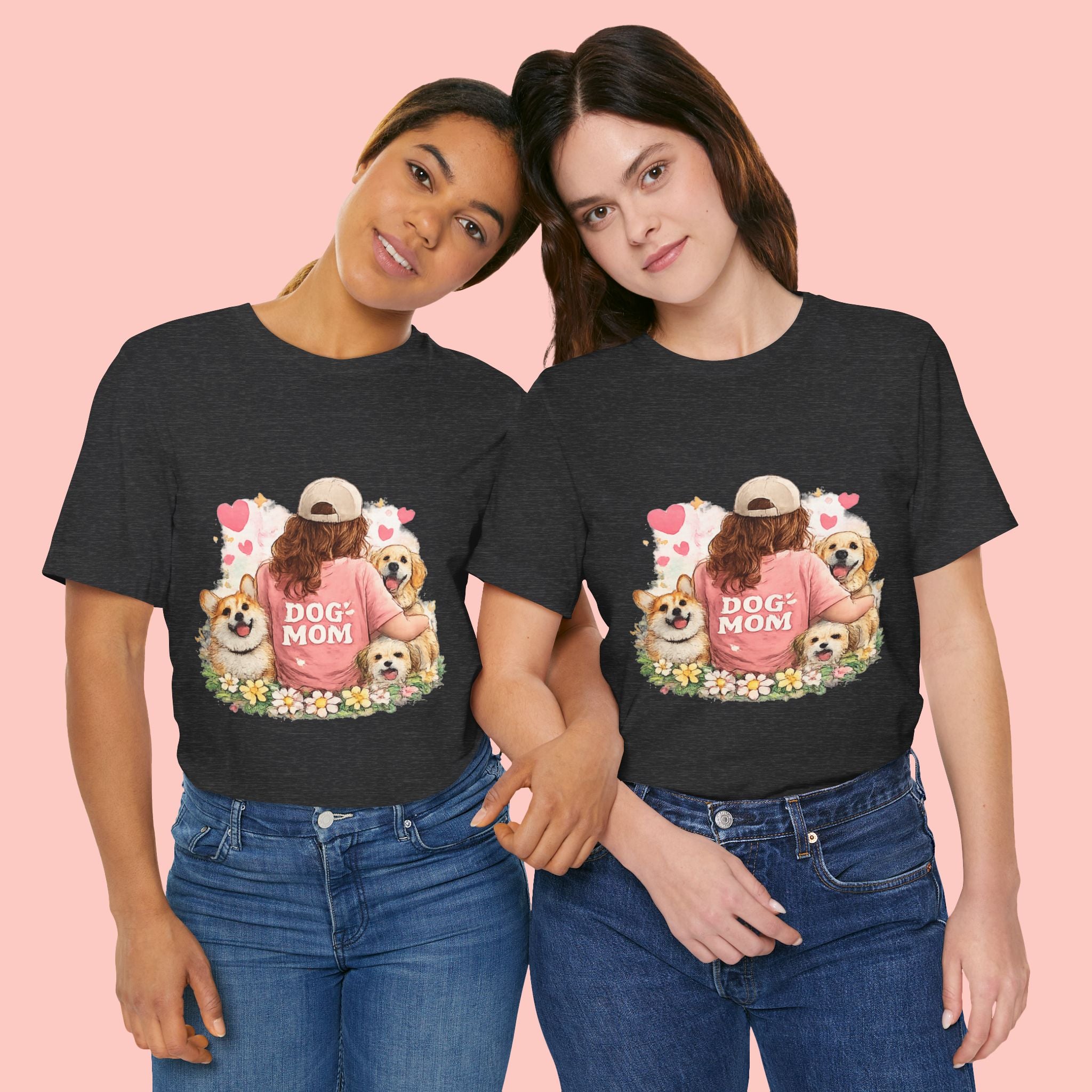 Dog Mom T-Shirt - Cute Woman with Dogs Graphic Tee