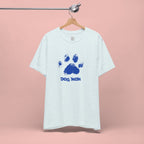 Dog Mom Paw Print T-Shirt — Distressed Blue Design