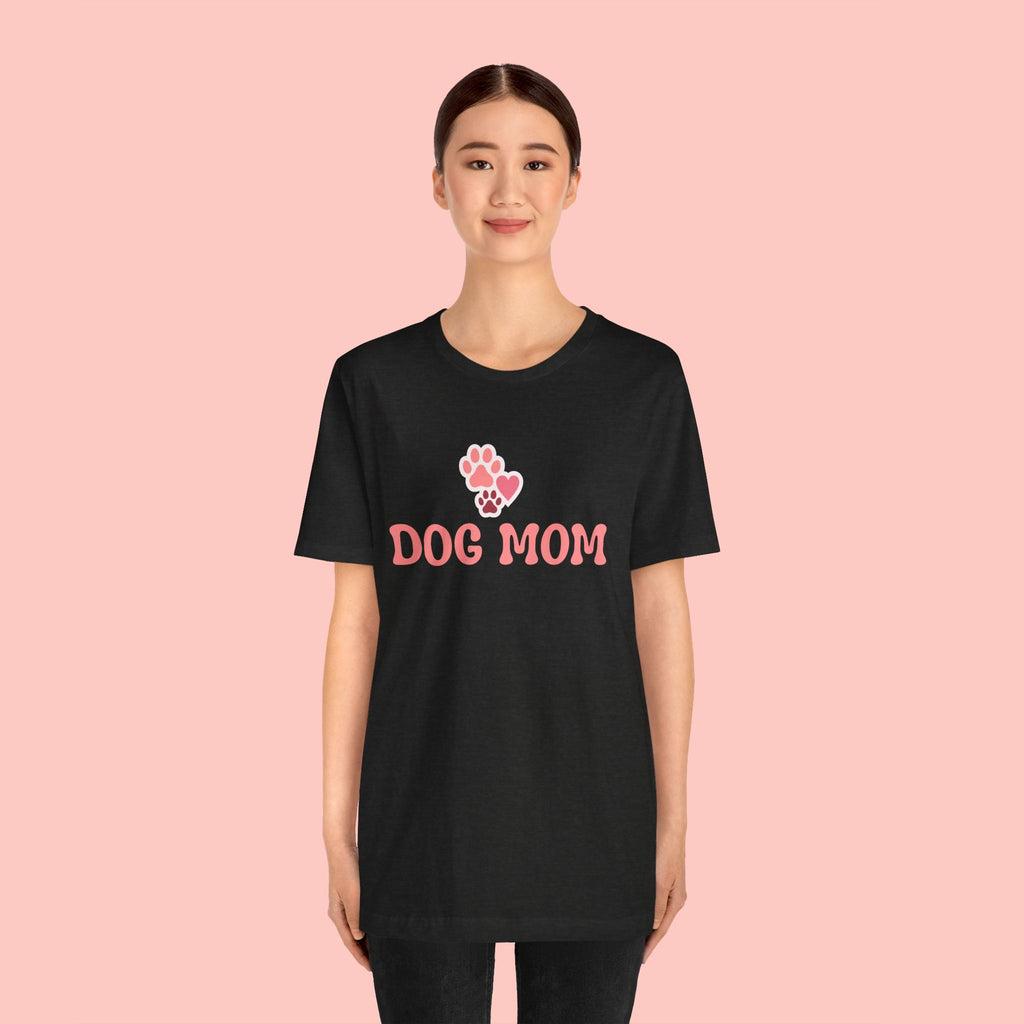 Dog Mom T-Shirt — Pink Paw Graphic Tee for Dog Lovers