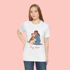 Dog Mom T‑Shirt — Cute Woman Hugging Dog Graphic Tee