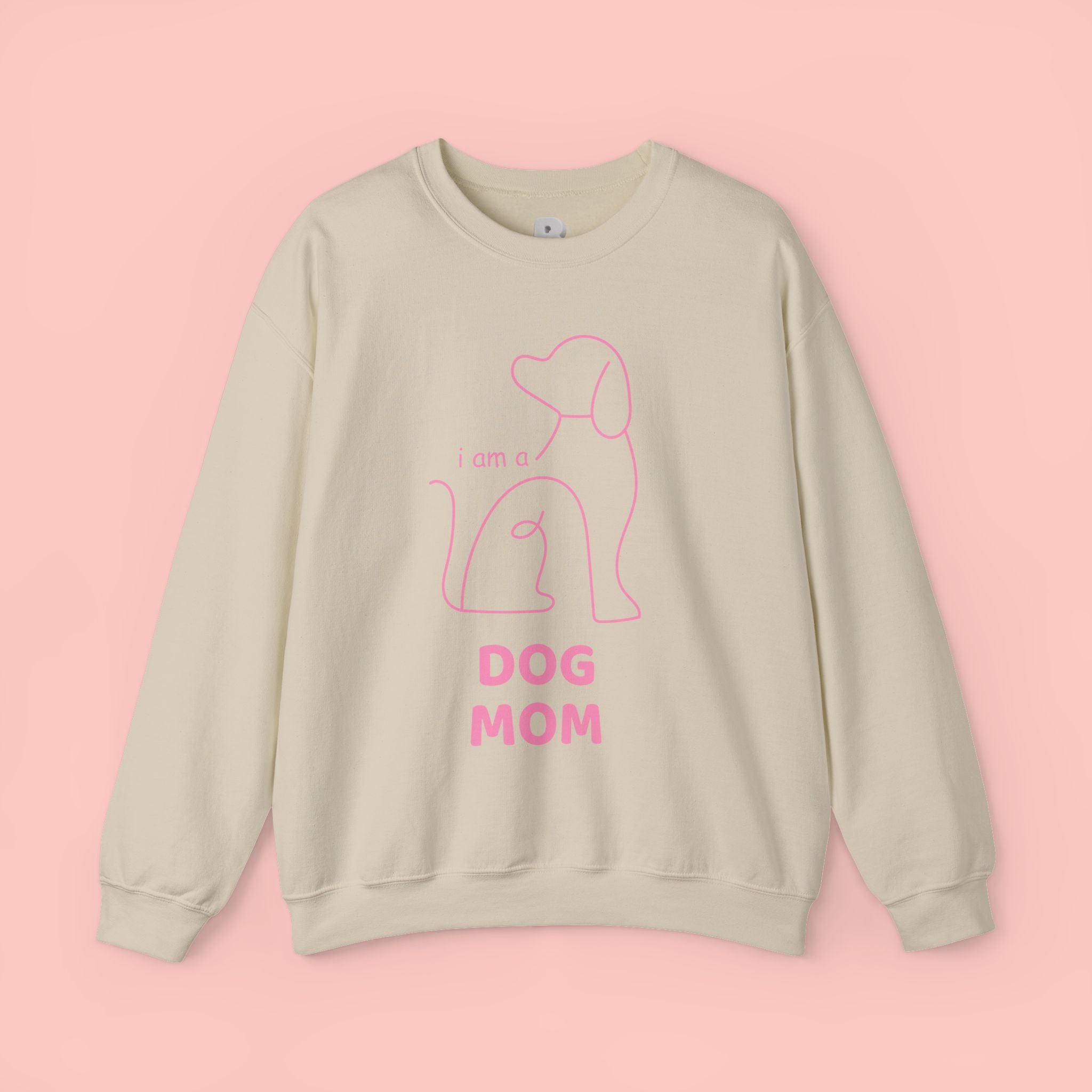 Dog Mom Crewneck Sweatshirt — "I am a Dog Mom" Minimal Line Art Pullover