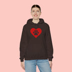 Heart Paw Hoodie — Cute Red Paw Print Animal Lover Sweatshirt