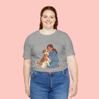 Dog Mom T‑Shirt — Cute Woman Hugging Dog Graphic Tee