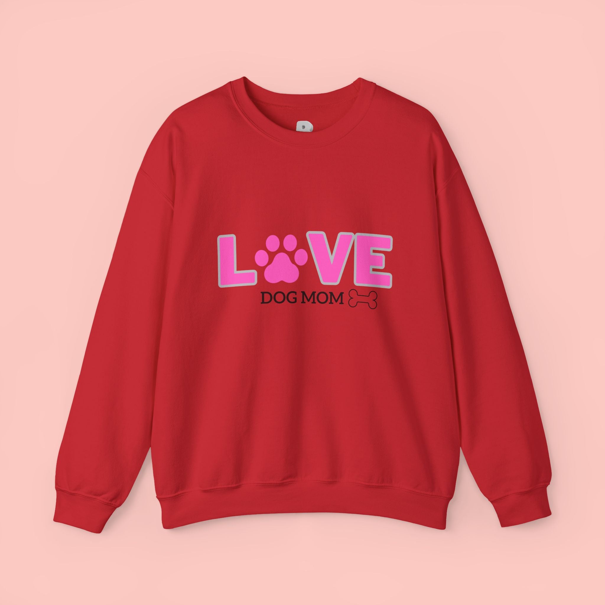 Dog Mom Love Crewneck Sweatshirt — Pink Paw Graphic