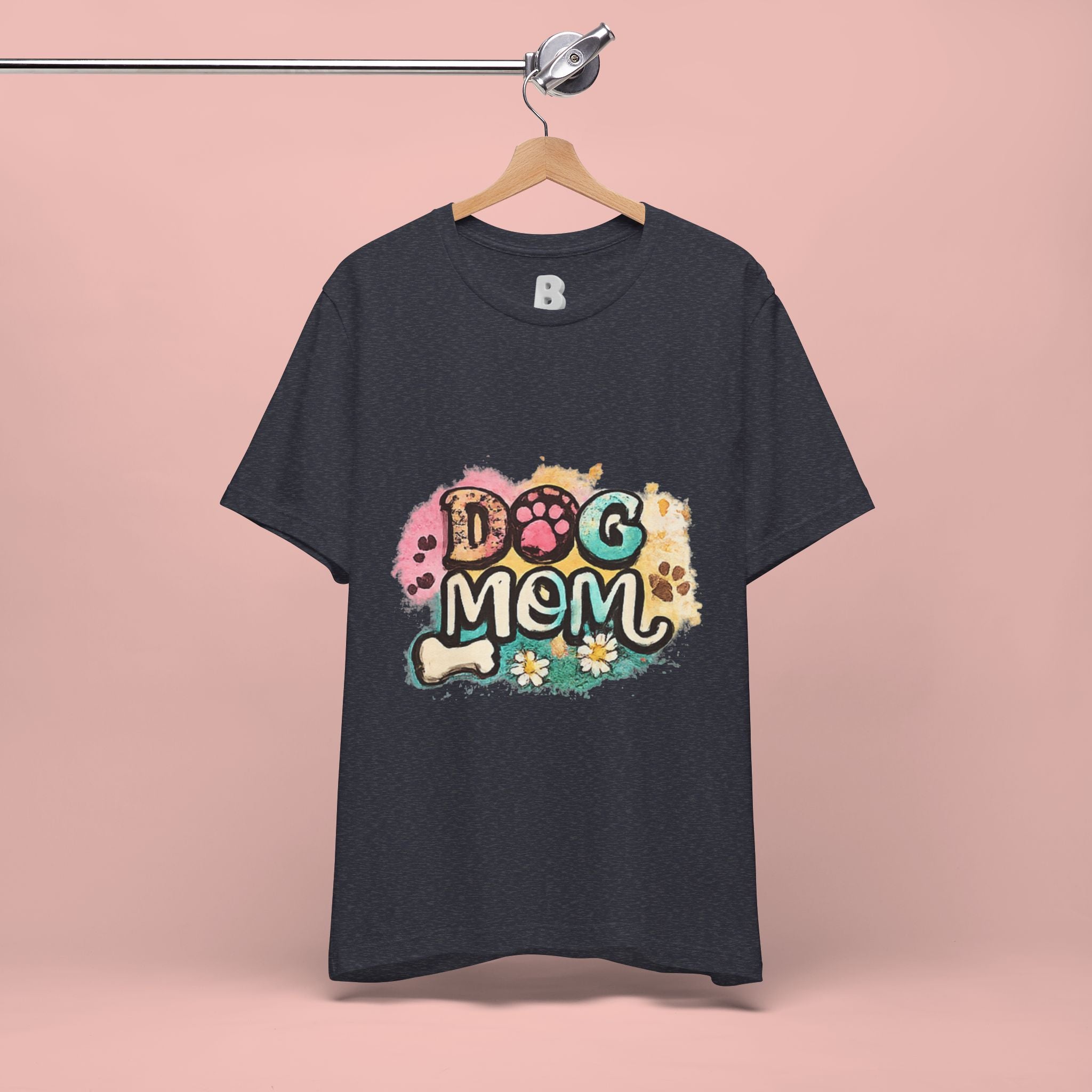Dog Mom T-Shirt — Colorful Paw Print Graphic Tee for Pet Lovers