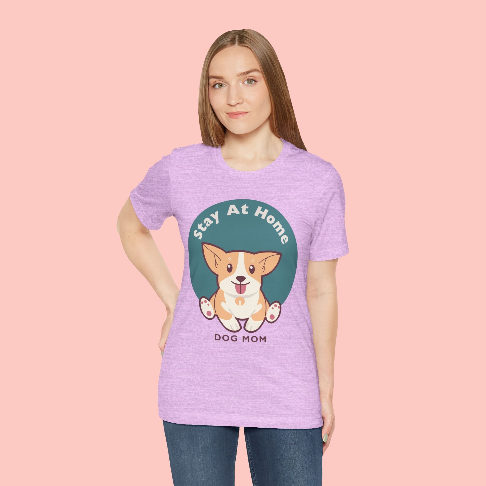 Stay At Home Dog Mom T-Shirt — Cute Corgi Graphic Tee