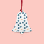 Bell Wooden Ornament with Paw Print & Bandage Pattern — Pet Memorial Holiday Decoration