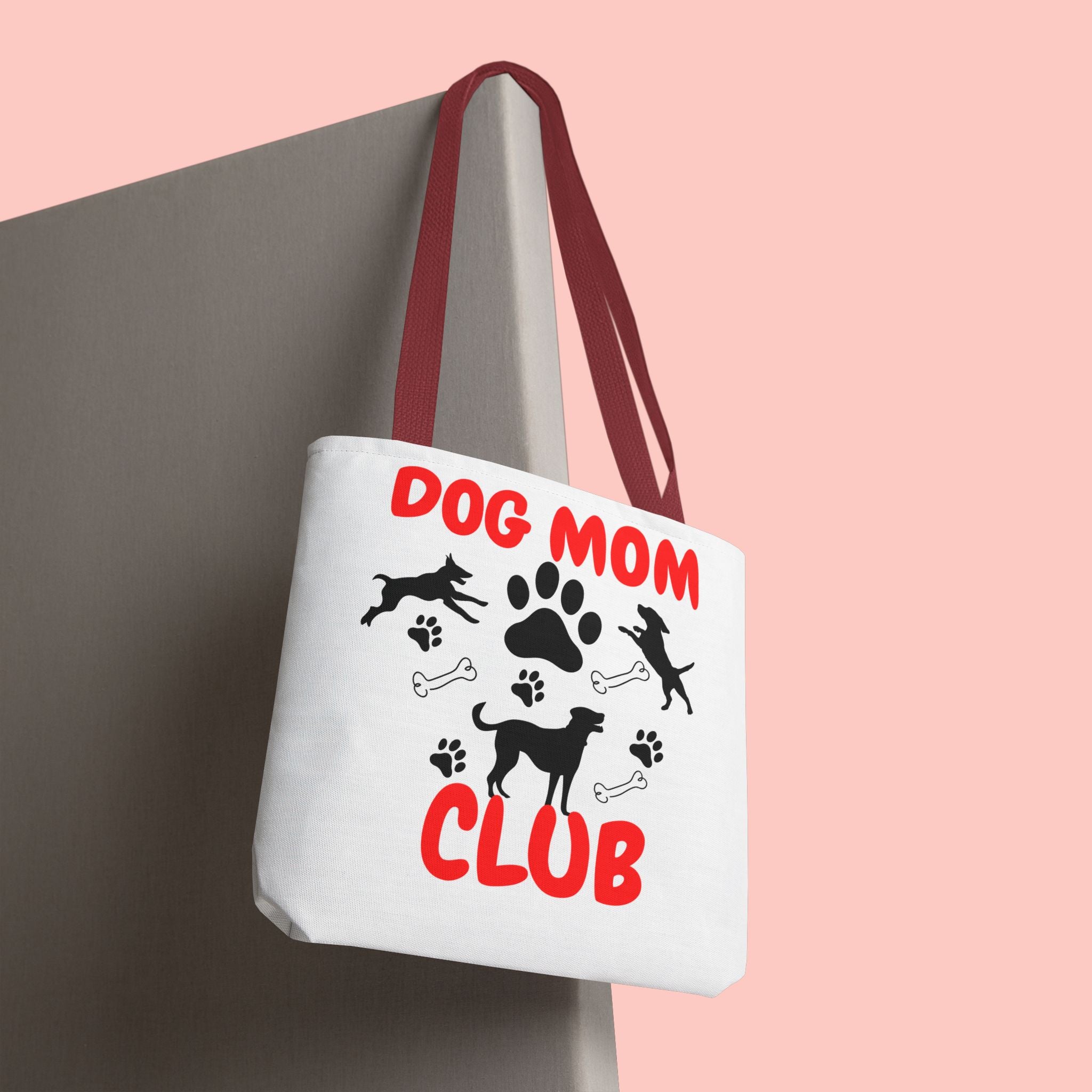 Dog Mom Club Tote Bag – Cute Paw Print Canvas Tote for Dog Lovers