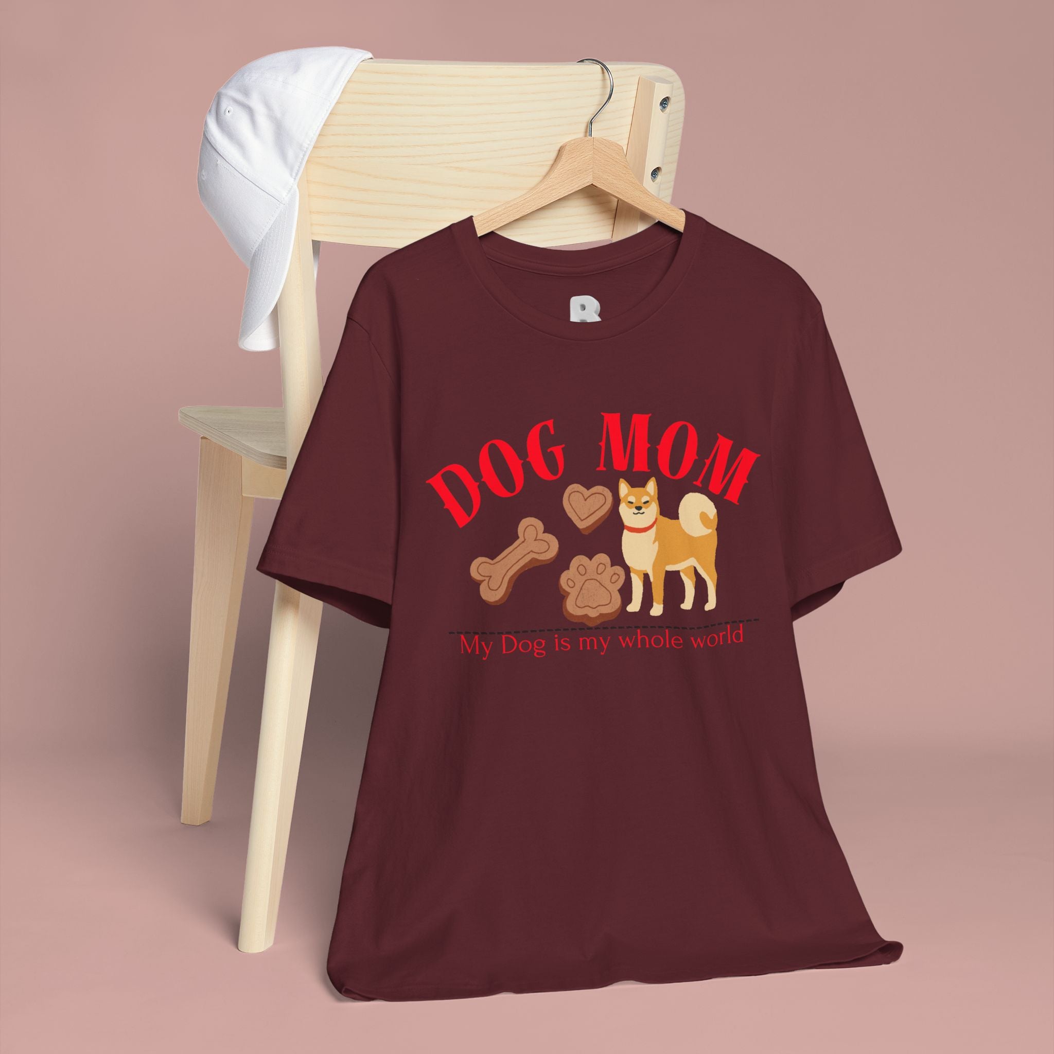 Dog Mom T-Shirt — Cute Shiba & Treats “My Dog Is My Whole World” Tee