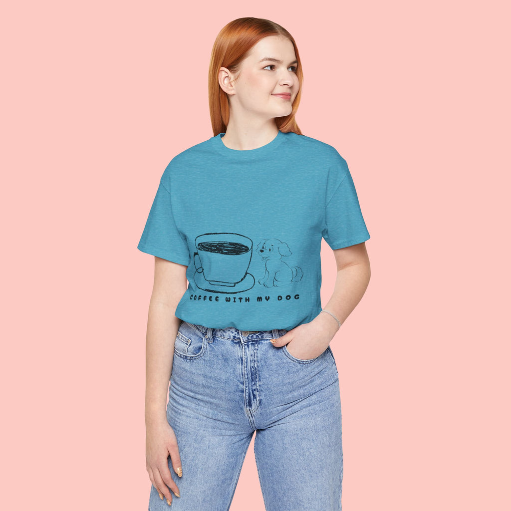 Coffee With My Dog T‑Shirt — Cute Minimalist Dog & Coffee Tee
