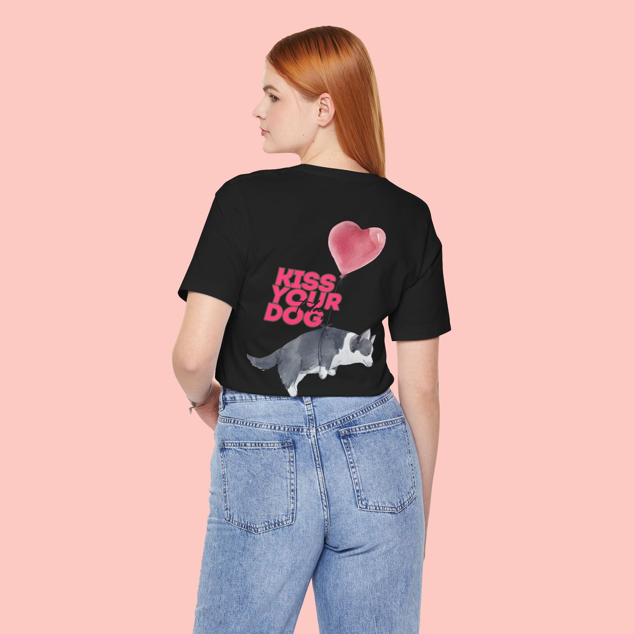 Kiss Your Dog Tee — Corgi Heart Balloon Graphic T-Shirt