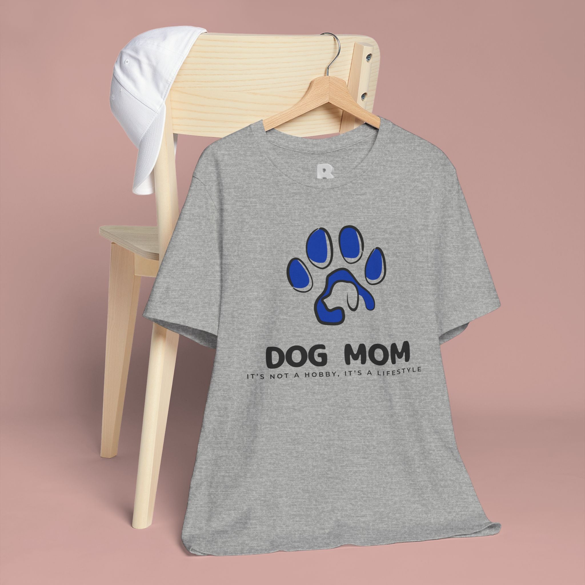 Dog Mom T-Shirt – Blue Paw Graphic "Dog Mom: It's Not a Hobby, It's a Lifestyle"