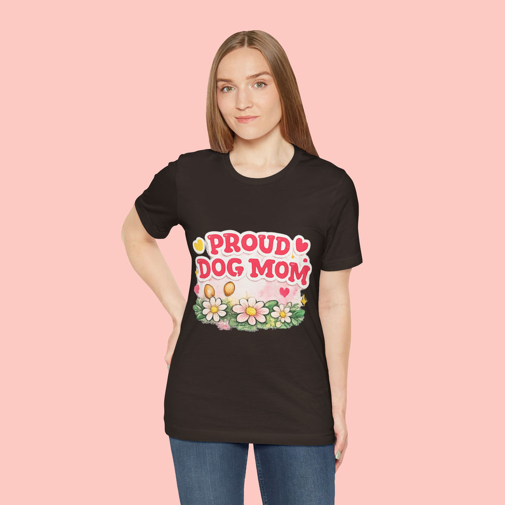 Proud Dog Mom Tee – Floral Retro Heart Design