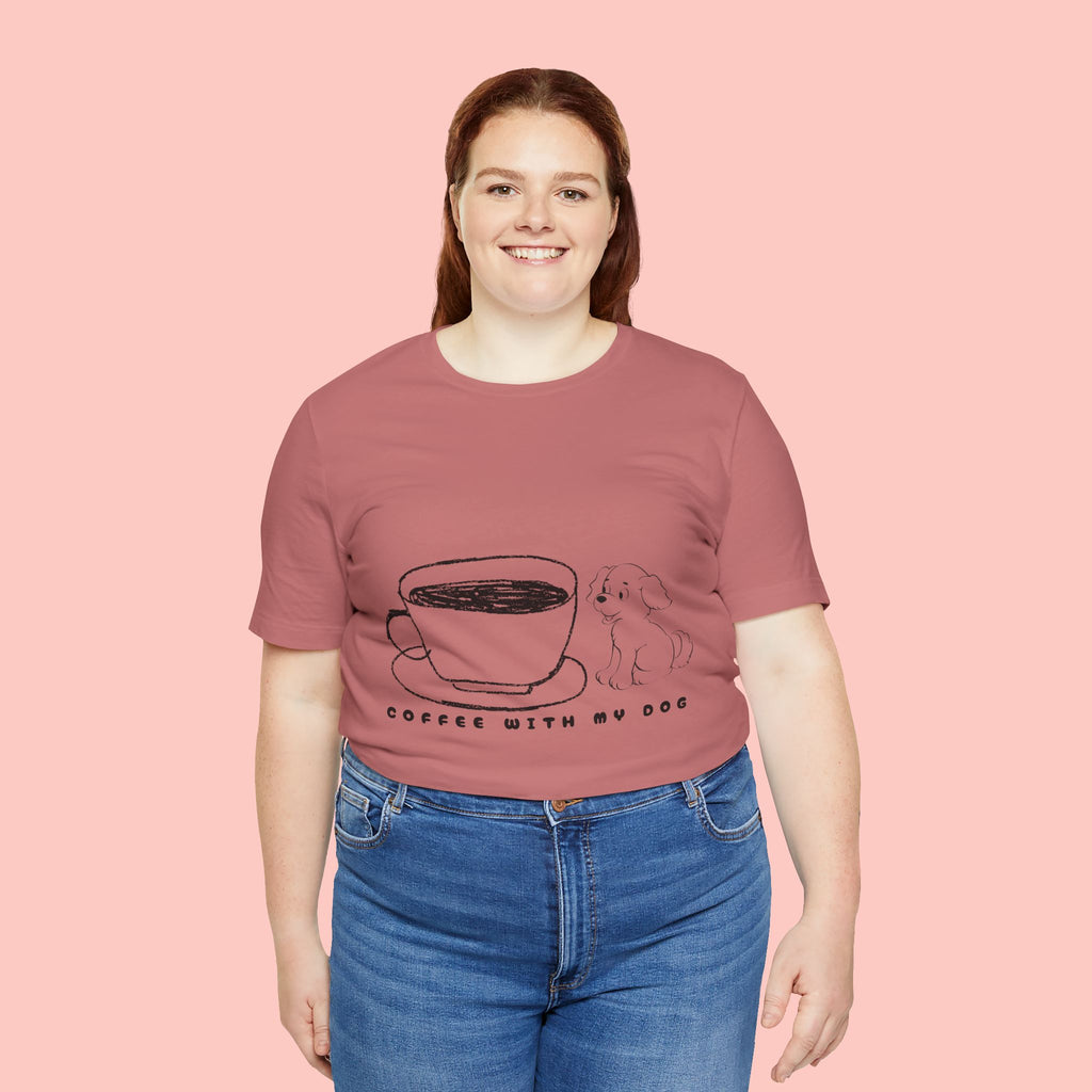 Coffee With My Dog T‑Shirt — Cute Minimalist Dog & Coffee Tee