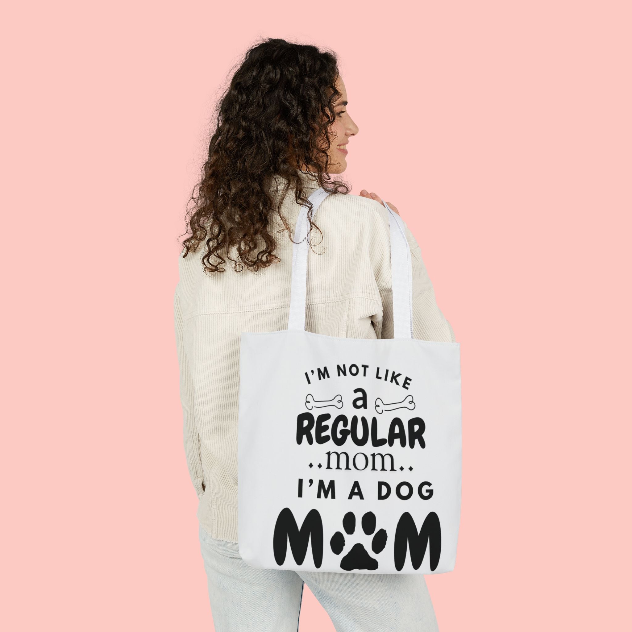 Dog Mom Canvas Tote Bag — “I’m Not Like a Regular Mom… I’m a Dog Mom”