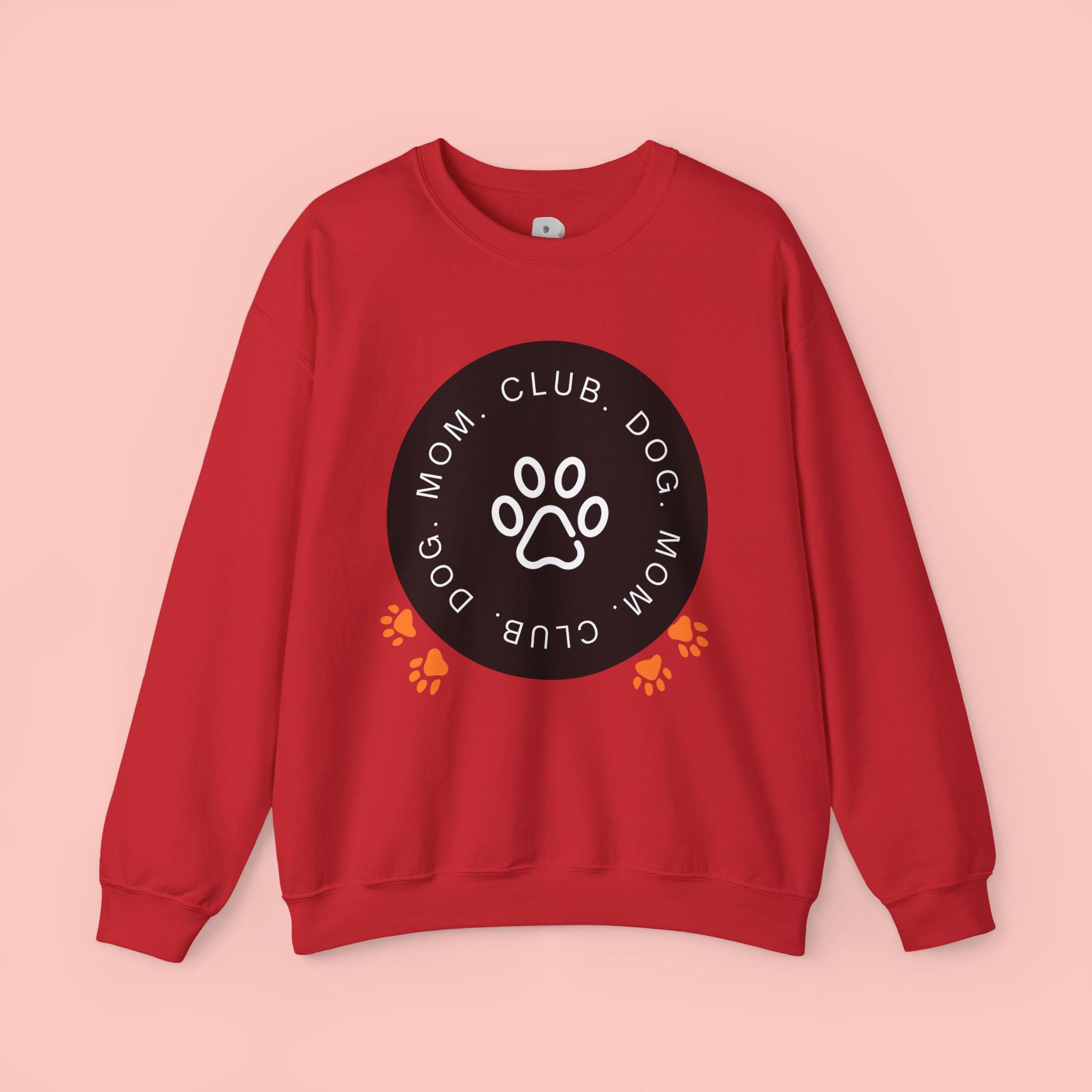 Dog Mom Club Crewneck Sweatshirt — Paw Print Graphic Pullover for Pet Moms
