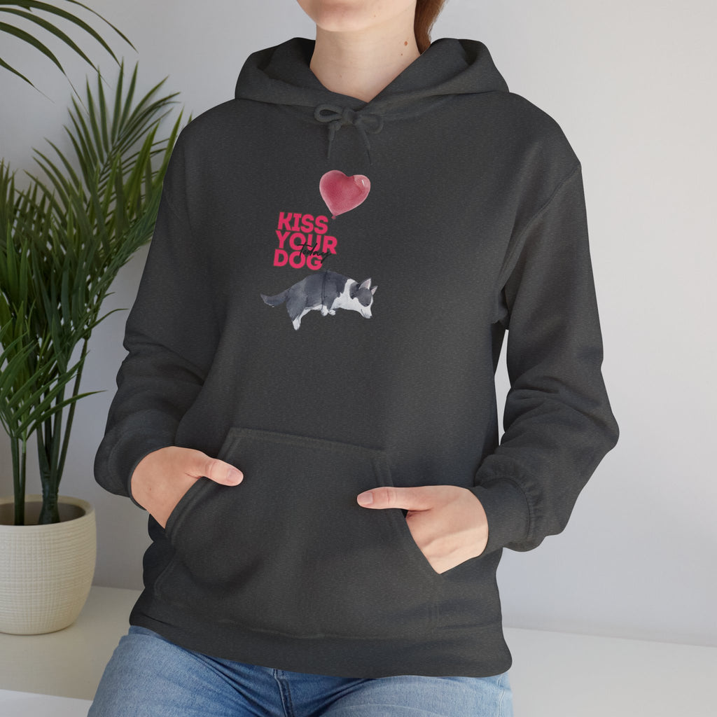 Kiss Your Dog Hoodie — Cute Heart & Dog Graphic Pullover