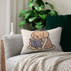 Lumbar Pillow — Cute Reading Puppy Illustration ("Paws, Rested On My Soul")