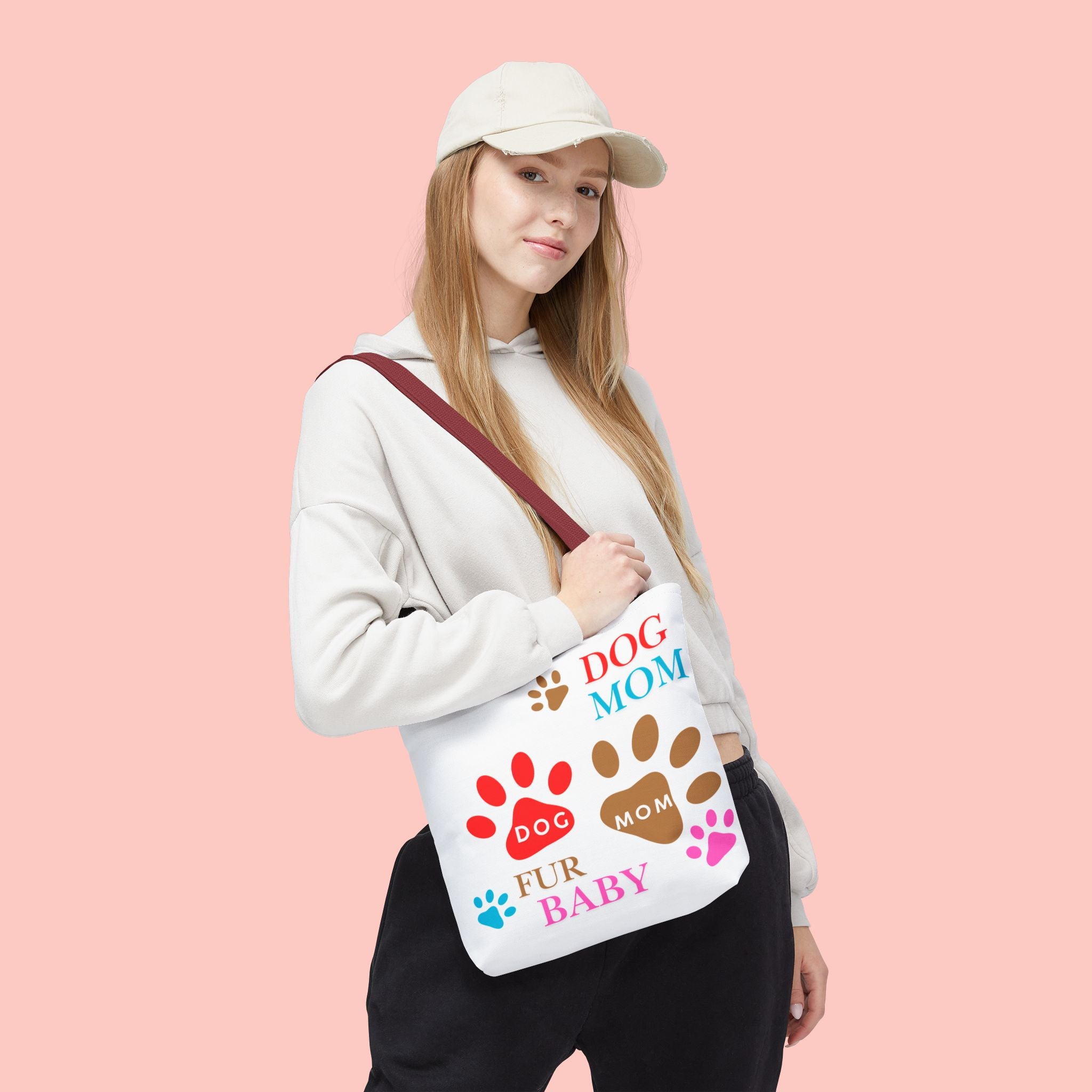 Dog Mom Tote Bag – "Fur Baby" Paw Print AOP Tote