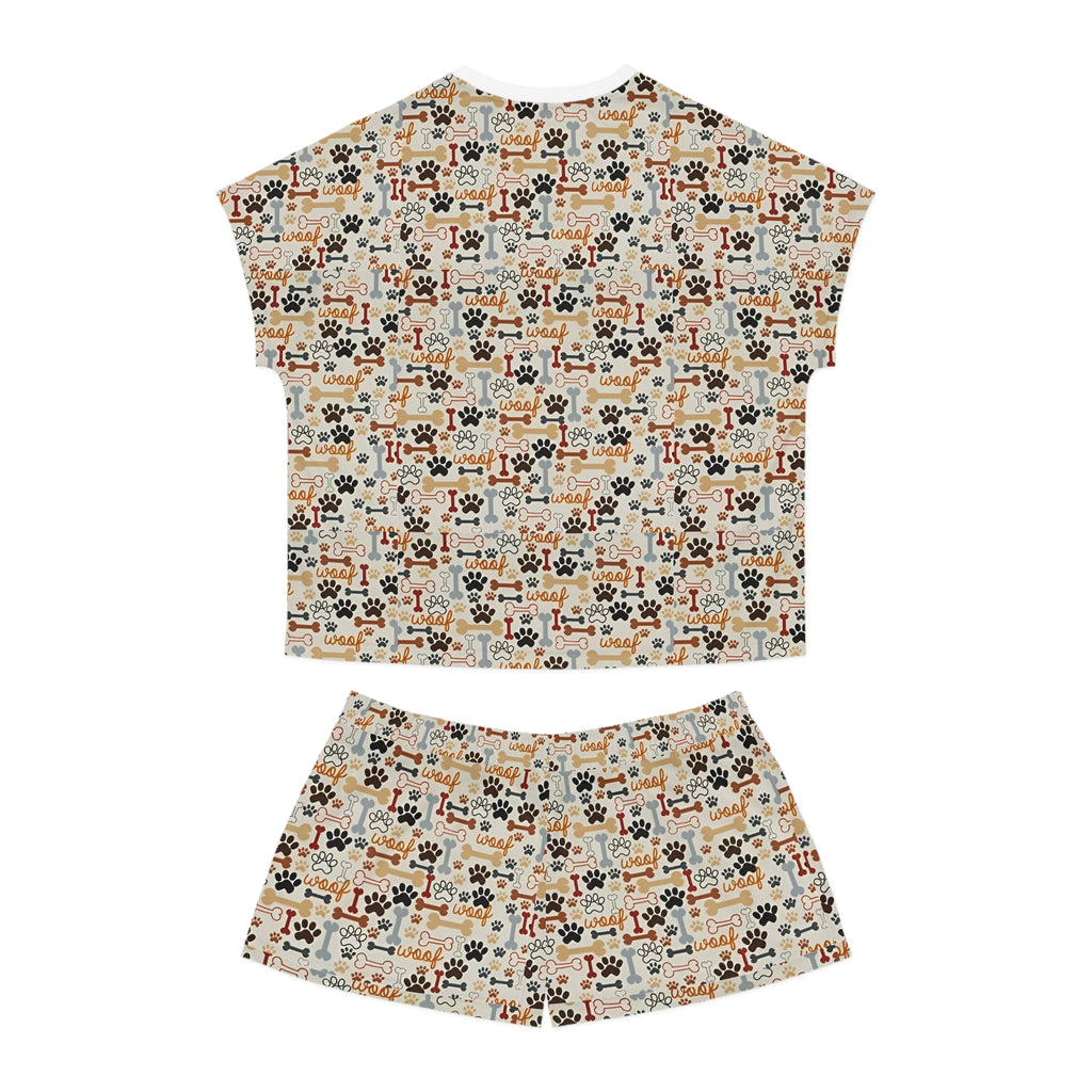Women's Dog Paw & Bones Pajama Set — 'Woof' Short Sleepwear