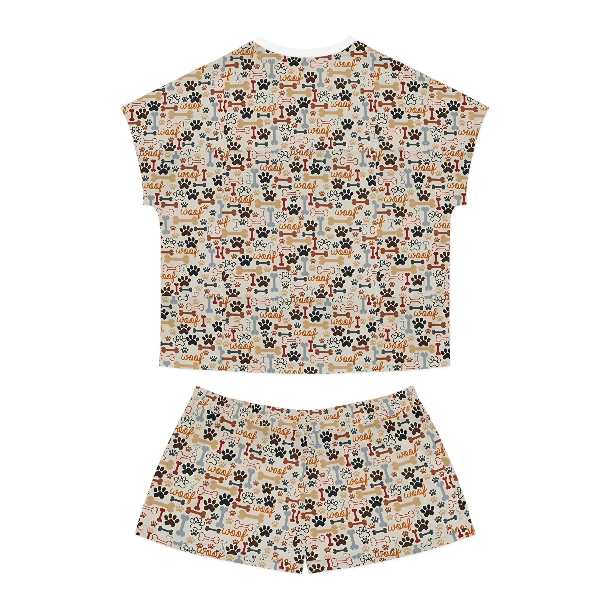 Women's Dog Paw & Bones Pajama Set — 'Woof' Short Sleepwear