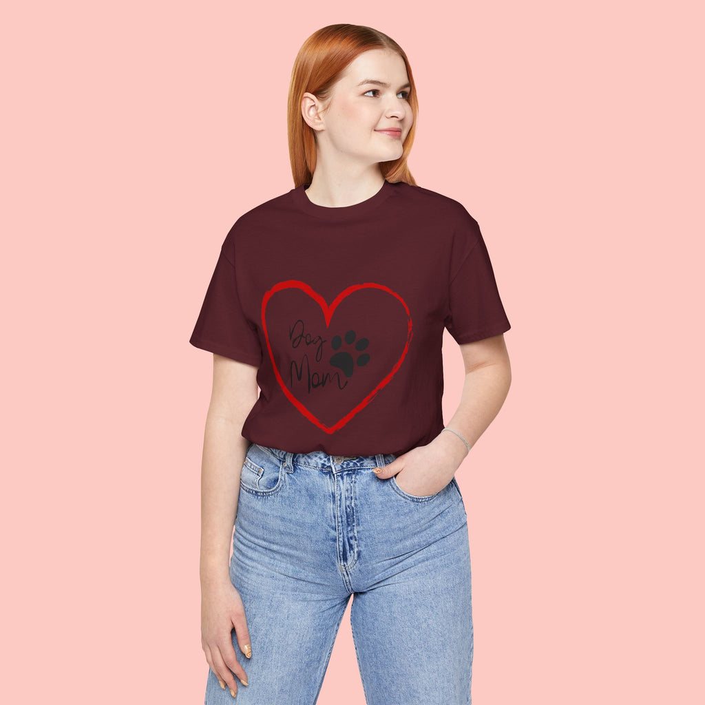 Dog Mom Heart Paw T‑Shirt