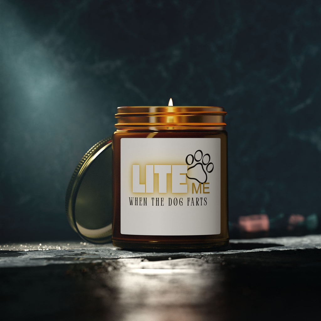 Coconut Apricot Scented Candle — "Lite Me When The Dog Farts" (4oz / 9oz)